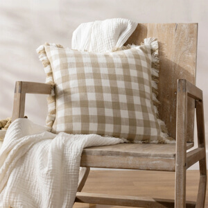 Yard Barton Check Fringed Cushion